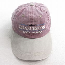 中古 キャップ CHARLESTON 刺繍 ツートンカラー コットン エンジ系他 25aug12