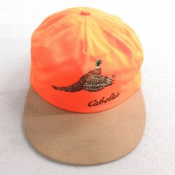中古 カベラス キャップ 90年代 90s 鳥 刺繍 耳当て付き ツートンカラー USA製 オレンジ他 【spe】 25aug12