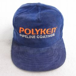中古 コーデュロイ キャップ 90年代 90s POLYKEN 刺繍 紺 ネイビー 25sep30