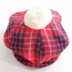 中古 キャスケット 80年代 80s ウール アイルランド製 赤他 レッド チェック 25oct14