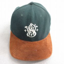 中古 キャップ 90年代 90s SW 刺繍 ツートンカラー ウール USA製 緑他 25nov25