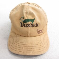 中古 ダックスバック キャップ 90年代 90s ビッグロゴ 刺繍 ダック地 USA製 濃ベージュ 25nov27
