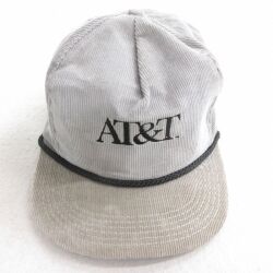 中古 キャップ 90年代 90s AT&T 刺繍 コーデュロイ ツートンカラー USA製 グレー【spe】 25nov27