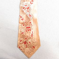 中古 ビンテージ ネクタイ 60年代 60s 花柄 ベージュ カーキ 24nov11