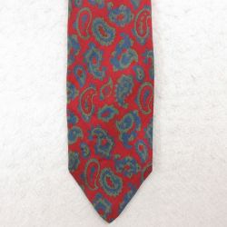 中古 ネクタイ 80年代 80s ペイズリー柄 シルク イングランド製 赤 レッド 25feb13