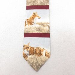 中古 ネクタイ 90年代 90s オオカミ シルク USA製 グレー 25jul01