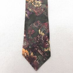【20%OFF】中古 バンヒューセン ネクタイ 90年代 90s 花柄 シルク USA製 緑 グリーン 25jul01