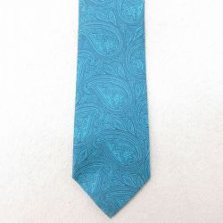 中古 ネクタイ 花柄 シルク 青 ブルー 25jul10