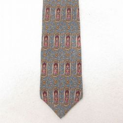 中古 ネクタイ 花柄 シルク グレー 25jul10