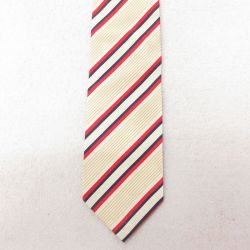 【50%OFF】中古 ネクタイ シルク イタリア製 薄ベージュ カーキ ボーダー 25jul15