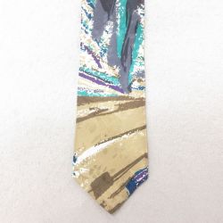 中古 ネクタイ 90年代 90s 花柄 USA製 ベージュ他 カーキ 25jul15