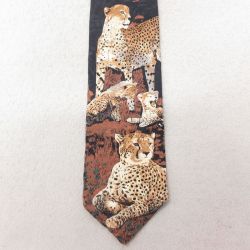 【20%OFF】中古 ネクタイ 90年代 90s ヒョウ シルク USA製 黒他 ブラック 25jul15