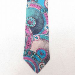 【50%OFF】中古 ネクタイ 90年代 90s 花柄 シルク イタリア製 青他 ブルー 25jul15