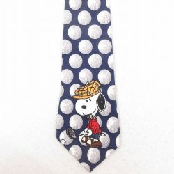 中古 ネクタイ 90年代 90s ピーナッツ スヌーピー SNOOPY シルク USA製 紺 ネイビー 25jul26