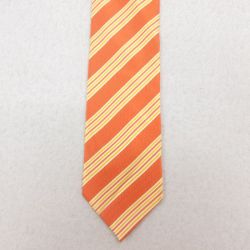 中古 BOSS ネクタイ シルク イタリア製 オレンジ ボーダー 25jul26