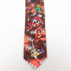 【50%OFF】中古 ネクタイ 90年代 90s ルーニーテューンズ LOONEY TUNES バッグスバニー ヨセミテサム NFL 黒 ブラック アメフト スーパーボウル 25jul26