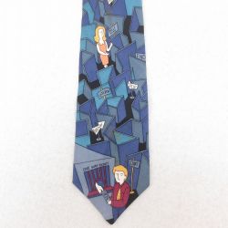 中古 ロック バンド ネクタイ 90年代 90s ビートルズ The Beatles シルク USA製 紺 ネイビー 25aug02