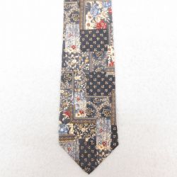 中古 バンヒューセン ネクタイ 90年代 90s 花柄 総柄 シルク 黒他 ブラック 25aug02
