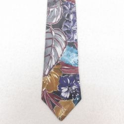 中古 ネクタイ 90年代 90s 花柄 総柄 USA製 エンジ他 25aug02