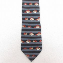 【20%OFF】中古 ネクタイ 00年代 00s ルーニーテューンズ LOONEY TUNES タズ シルク グレー 25aug02