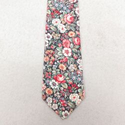 中古 rooster ネクタイ 90年代 90s 花柄 コットン USA製 黒他【spe】 26feb12