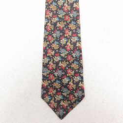 中古 マンハッタン ネクタイ 90年代 90s 花柄 シルク USA製 黒 26feb12