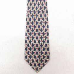 中古 ランズエンド ネクタイ 90年代 90s 総柄 シルク USA製 紺 26feb19