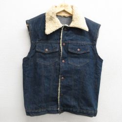【50%OFF】M★古着 MADEWELL デニム ベスト メンズ 80年代 80s 襟ボア 紺 ネイビー デニム他 24nov13 中古 アウター