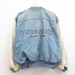 【50%OFF】ユニオンベイ 00s デニムジャケット ビッグロゴ刺繍 ネイビー XL | 古着