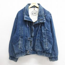 XL★古着 長袖 デニム ジャケット メンズ 00年代 00s 大きいサイズ コットン 紺 ネイビー 24dec04 中古 アウター