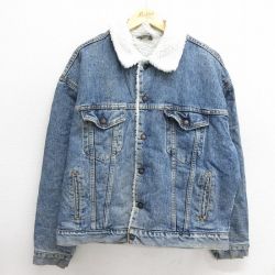 XL★古着 リーバイス Levis 長袖 デニム ボア ジャケット ジージャン メンズ 90年代 90s 大きいサイズ コットン USA製 紺 ネイビー 【spe】 24dec04 中古 アウター Gジャン