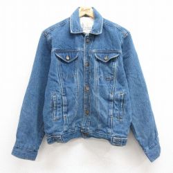 M★古着 ロンドンフォグ 長袖 ジージャン メンズ 90年代 90s コットン 紺 ネイビー デニム 24dec14 中古 アウター Gジャン ジャケット