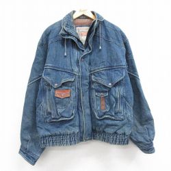 XL★古着 TODAYS NEWS 長袖 デニム ジャケット メンズ コットン 紺 ネイビー 25feb12 中古 アウター