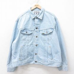 XL★古着 リー Lee 長袖 ジージャン メンズ 90年代 90s 大きいサイズ コットン USA製 紺 ネイビー デニム 25feb14 中古 アウター Gジャン ジャケット