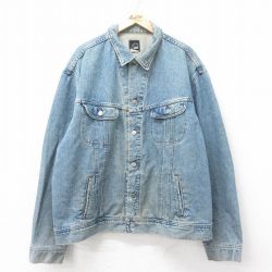 XL★古着 リー Lee 長袖 ジージャン メンズ 90年代 90s 大きいサイズ コットン USA製 紺 ネイビー デニム 25feb14 中古 アウター Gジャン ジャケット