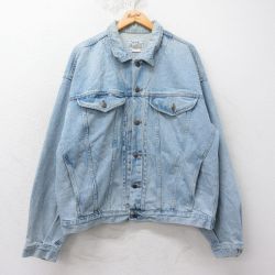 XL★古着 ジョウーダッシュ 長袖 ジージャン メンズ 90年代 90s 大きいサイズ コットン 紺 ネイビー デニム 25feb15 中古 アウター Gジャン ジャケット