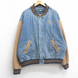 XL★古着 Dunbrooke 長袖 デニム ジャケット メンズ 00年代 00s スケート ツートンカラー 大きいサイズ コットン 紺他 ネイビー 25mar05 中古 アウター