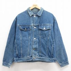 XL★古着 カルバンクライン Calvin Klein 長袖 ジージャン メンズ 00年代 00s コットン 紺 ネイビー デニム 25jul28 中古 アウター Gジャン ジャケット