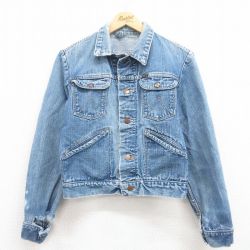 S★古着 ラングラー Wrangler 長袖 ジージャン メンズ 80年代 80s ボロ 紺 ネイビー デニム 25jul28 中古 アウター Gジャン ジャケット
