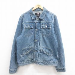 L★古着 ラルフローレン Ralph Lauren ポロジーンズ 長袖 ブランド ジージャン メンズ コットン 紺　デニム ネイビー 25aug09 中古 アウター Gジャン デニム ジャケット