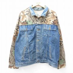 XL★古着 レッドヘッド 長袖 ジージャン メンズ 90年代 90s 大きいサイズ 紺 ネイビー デニム他 【spe】 25sep27 中古 アウター Gジャン デニム ジャケット