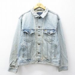 L★古着 リーバイス Levis 長袖 ジージャン メンズ ボロ コットン 薄紺 ネイビー デニム 25sep27 中古 アウター Gジャン ジャケット