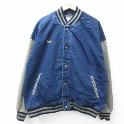 XL★古着 Wear Guard 長袖 デニム ジャケット スタジャン メンズ 00年代 00s 大きいサイズ コットン 紺他 ネイビー 25oct16 中古 アウター