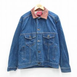 【50%OFF】マルボロ 90s 長袖ジージャン 襟レザー ネイビー XL | 古着