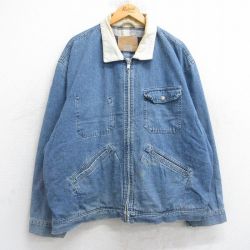 XL★古着 ギャップ GAP 長袖 デニム ジャケット メンズ 00年代 00s 襟コーデュロイ 大きいサイズ コットン 紺 ネイビー 内側フランネル 25oct21 中古 アウター