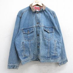 【50%OFF】マルボロ 90s 長袖ジージャン 襟レザー ネイビー XL | 古着