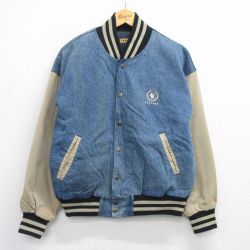 L★古着 長袖 デニム ジャケット スタジャン メンズ 90年代 90s CAESARS コットン USA製 紺 デニム他 内側キルティング 25nov25