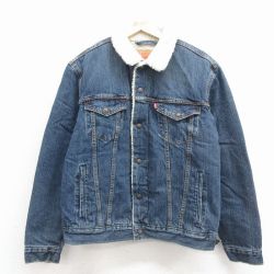 L★古着 リーバイス Levis 長袖 デニム ボア ジャケット メンズ コットン 濃紺 26jan17