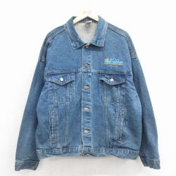 XL★古着 長袖 ジージャン メンズ 90年代 90s UFCW 大きいサイズ コットン USA製 紺 デニム 26jan17