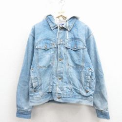 L★古着 TODAYS NEWS 長袖 ジージャン パーカー メンズ 90年代 90s コットン 薄紺 デニム 26jan17